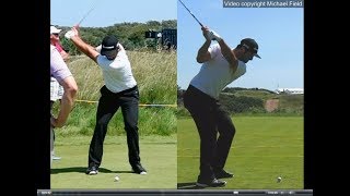 Jon Rahm golf swing  Long Iron faceon amp downtheline July 2017 [upl. by Direj]