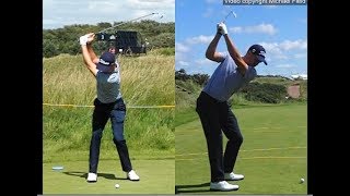 Justin Thomas golf swing  Long Iron faceon amp downtheline July 2017 [upl. by Britni]