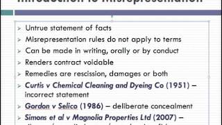 Misrepresentation Lecture 1 of 4 [upl. by Mesics]